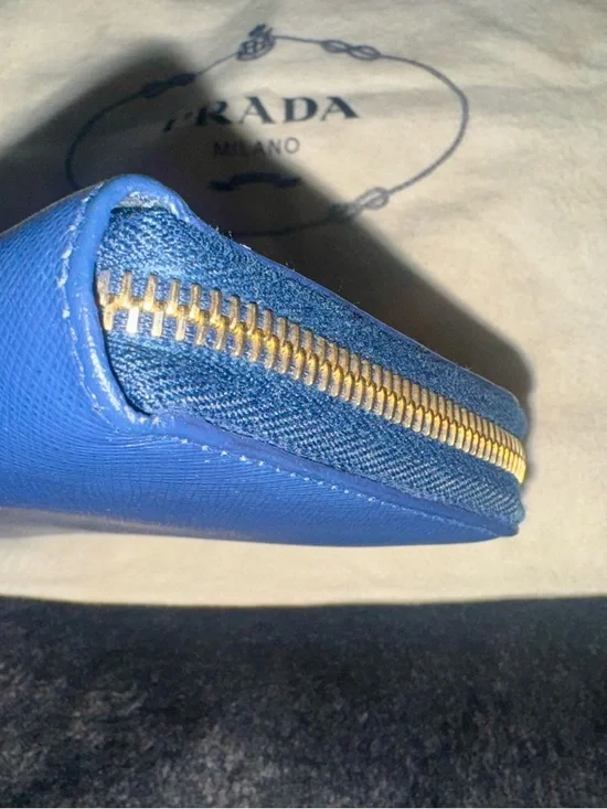 Prada Blue Saffiano Leather Zip Wallet - Picture 4 of 7